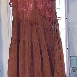 Universal Thread Tiered Wrap Dress in Terracotta
